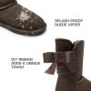 DREAM PAIRS Women’s Winter Snow Boots FuzzyChic Bow Genuine Suede Leather Faux Fur Lining Memory Foam Warm Winter Short Booties for Outdoor Indoor(Taupe)