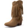 DREAM PAIRS Girls Cowboy Boots with Tassel Fringe Cowgirl Boots Kids Western Boots Stylish & Comfortable(Brown)