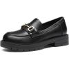 DREAM PAIRS Girls Loafers Chunky Platform Slip On Loafers School Uniform Dress Shoes(Black-pu)