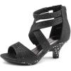 DREAM PAIRS Girls Sandals Low Heel Dress Pump Sandals(Black-2)