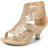 DREAM PAIRS Girls Sandals Low Heel Dress Pump Sandals(Gold-1)