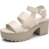DREAM PAIRS Platform Heels for Women Lightweight Chunky Open Toe Stylish Comfortable Fisherman Sandals with Adjustable Ankle Strap(Beige)