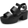 DREAM PAIRS Platform Heels for Women Lightweight Chunky Open Toe Stylish Comfortable Fisherman Sandals with Adjustable Ankle Strap(Black)