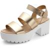 DREAM PAIRS Platform Heels for Women Lightweight Chunky Open Toe Stylish Comfortable Fisherman Sandals with Adjustable Ankle Strap(Gold)
