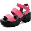DREAM PAIRS Platform Heels for Women Lightweight Chunky Open Toe Stylish Comfortable Fisherman Sandals with Adjustable Ankle Strap(Hot Pink)