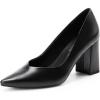 DREAM PAIRS Women’s High Chunky Closed Toe Block Heels Pointed Toe Wedding Party Elegant Slip On Pumps Shoes(Black/Pu)