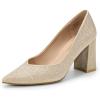 DREAM PAIRS Women’s High Chunky Closed Toe Block Heels Pointed Toe Wedding Party Elegant Slip On Pumps Shoes(Gold)