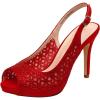 DREAM PAIRS Women’s High Heels Platform Dress Rhinestones Peep Toe Pumps Shoes(Red/Suede)