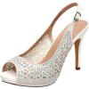 DREAM PAIRS Women’s High Heels Platform Dress Rhinestones Peep Toe Pumps Shoes(White/Glitter)