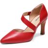 DREAM PAIRS Women’s High Heels Pumps Dress Closed Pointed Toe Comfortable D’Orsay Pumps Shoes for Work Office Wedding Dancing Charmane(Red-pu)
