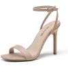 DREAM PAIRS Women’s High Stilettos Open Square Toe Ankle Strap Heels Sexy Comfort Strappy Dress Shoes Wedding Bridal Pumps Sandals(Nude)