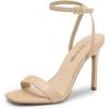 DREAM PAIRS Women’s High Stilettos Open Square Toe Ankle Strap Heels Sexy Comfort Strappy Dress Shoes Wedding Bridal Pumps Sandals(Nude-suede)