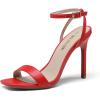DREAM PAIRS Women’s High Stilettos Open Square Toe Ankle Strap Heels Sexy Comfort Strappy Dress Shoes Wedding Bridal Pumps Sandals(Red)