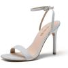 DREAM PAIRS Women’s High Stilettos Open Square Toe Ankle Strap Heels Sexy Comfort Strappy Dress Shoes Wedding Bridal Pumps Sandals(Silver)