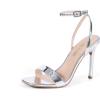 DREAM PAIRS Women’s High Stilettos Open Square Toe Ankle Strap Heels Sexy Comfort Strappy Dress Shoes Wedding Bridal Pumps Sandals(Silver-pat)