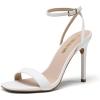 DREAM PAIRS Women’s High Stilettos Open Square Toe Ankle Strap Heels Sexy Comfort Strappy Dress Shoes Wedding Bridal Pumps Sandals(White)