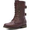 DREAM PAIRS Women’s Mid Calf Built-in Wallet Pocket Lace up Military Combat Boots(Burgundy)