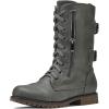 DREAM PAIRS Women’s Mid Calf Built-in Wallet Pocket Lace up Military Combat Boots(Classic Grey)