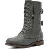 DREAM PAIRS Women’s Mid Calf Built-in Wallet Pocket Lace up Military Combat Boots(Grey-pu)