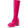 DREAM PAIRS Women’s Platform Knee High Boots Chunky Block Heel Side Zipper Cute Gogo Boots(Hot Pink)