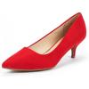 DREAM PAIRS Women’s Pumps Kitten Heel Pointed Toe Shoes for Women Comfortable Office Work Dress Shoes(Red/Suede)