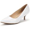 DREAM PAIRS Women’s Pumps Kitten Heel Pointed Toe Shoes for Women Comfortable Office Work Dress Shoes(White/Pat)