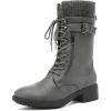 DREAM PAIRS Women’s Winter Lace up Mid Calf Combat Riding Military Boots(Grey)