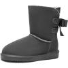 DREAM PAIRS Women’s Winter Snow Boots FuzzyChic Bow Genuine Suede Leather Faux Fur Lining Memory Foam Warm Winter Short Booties for Outdoor Indoor(Grey)