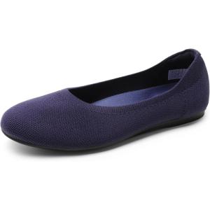 DREAM PAIRS Ballet Flats Shoes for Women, Foldable Knit Women’s Flats with Arch Support, Comfortable Shoes for Women Dressy Casual Work Office(Navy)