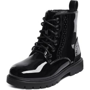 DREAM PAIRS Boys Girls Side Zipper Combat Ankle Boots(Toddler/Little Kid(Black)