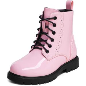 DREAM PAIRS Boys Girls Side Zipper Combat Ankle Boots(Toddler/Little Kid(Pink)