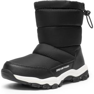 DREAM PAIRS Boys Girls Snow Boots Lightweight Slip Resistant Mid Calf Winter Shoes for Little/Big Kid(Black)