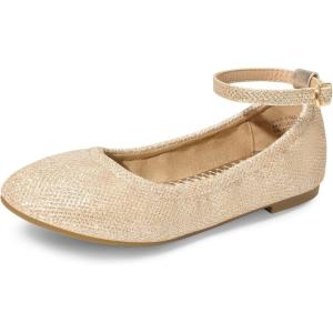 DREAM PAIRS Girls Dress Shoes Girl’s Ballerina Flat Ankle Strap Ballet Flats (Toddler/Little Kid/Big Kid)(Gold/Glitter)