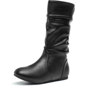 DREAM PAIRS Girl’s Faux Fur Lined Knee High Winter Riding Boots(Toddler/Little Kid/Big Kid)(Black/Pu)