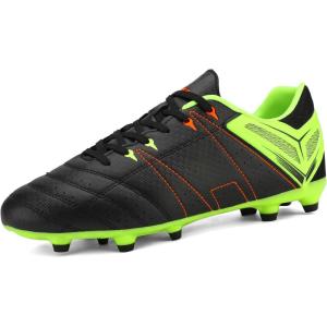 DREAM PAIRS Mens Sport Flexible Athletic Lace Up Light Weight Outdoor Cleats Football Soccer Shoes(Black/Lemon/Green/Red)