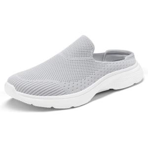 DREAM PAIRS Mules for Women Shoes Slip on Sneakers Knit Flats Lightweight Breathable Comfortable Walking Shoes(Grey)