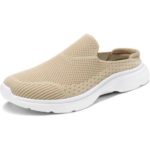 DREAM PAIRS Mules for Women Shoes Slip on Sneakers Knit Flats Lightweight Breathable Comfortable Walking Shoes(Nude)