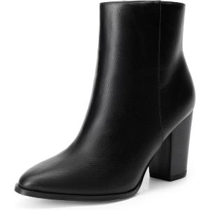 DREAM PAIRS Women’s Ankle Boots Chunky Block Heel Booties(Black/Pu)