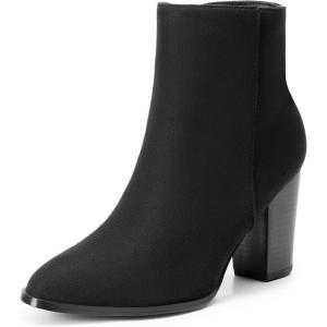 DREAM PAIRS Women’s Ankle Boots Chunky Block Heel Booties(Black/Suede)