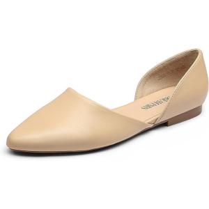 DREAM PAIRS Women’s Elegant Dressy Flats Shoes Pointed Toe Casual Comfort Slip on Walking Flats for Women(Nude)
