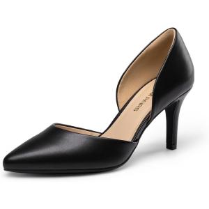 DREAM PAIRS Women’s High Heel Closed Toe Dress Shoes Pumps Elegant Stiletto D’Orsay Slip On(Black-pu)