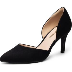 DREAM PAIRS Women’s High Heel Closed Toe Dress Shoes Pumps Elegant Stiletto D’Orsay Slip On(Black-suede)