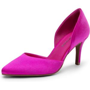 DREAM PAIRS Women’s High Heel Closed Toe Dress Shoes Pumps Elegant Stiletto D’Orsay Slip On(Hot Pink-satin)