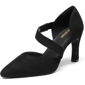 DREAM PAIRS Women’s High Heels Pumps Dress Closed Pointed Toe Comfortable D’Orsay Pumps Shoes for Work Office Wedding Dancing Charmane(Black-suede)