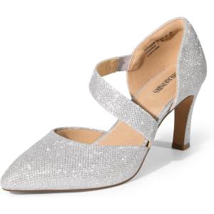 DREAM PAIRS Women’s High Heels Pumps Dress Closed Pointed Toe Comfortable D’Orsay Pumps Shoes for Work Office Wedding Dancing Charmane(Silver-glitter)