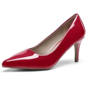 DREAM PAIRS Women’s High Stiletto Heels Closed Pointed Toe Dress Pumps Shoes for Wedding Work Office Business, 3 Inches(Red/Pat)