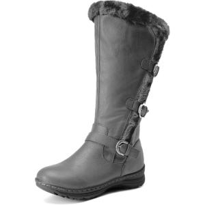 DREAM PAIRS Women’s Knee High Boots Thick Faux Fur Lined Winter Snow Warm Boots with Zipper(Grey)
