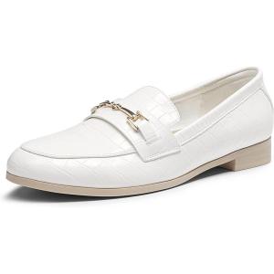 DREAM PAIRS Women’s Loafers Penny Loafers Fashion Comfortable Flats Dressy Shoes(White-stone)
