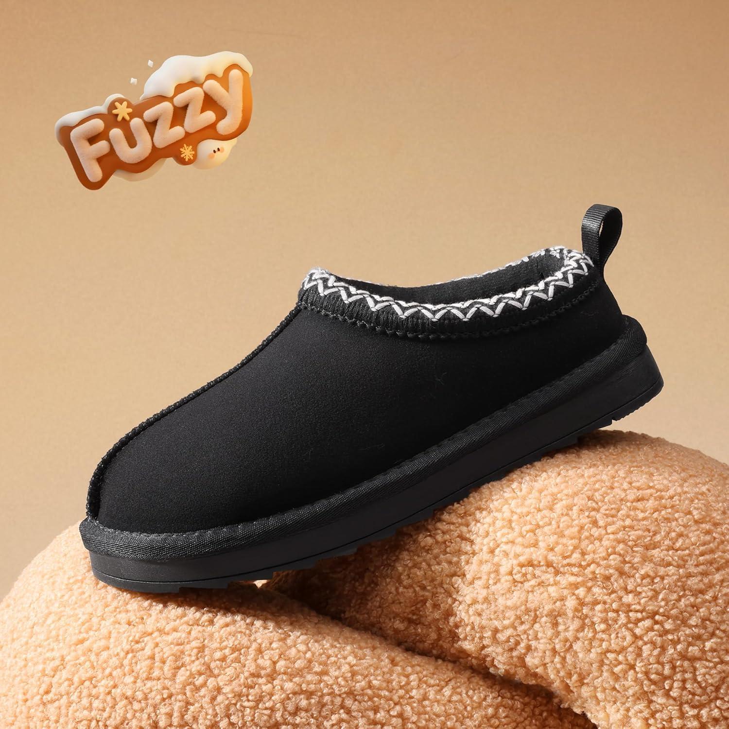 imageDREAM PAIRS Girls Boys Slippers Kids House Fuzzy Indoor Outdoor FuzzyEasy Kids Slipon Slipper for Little Kid Big KidBlack