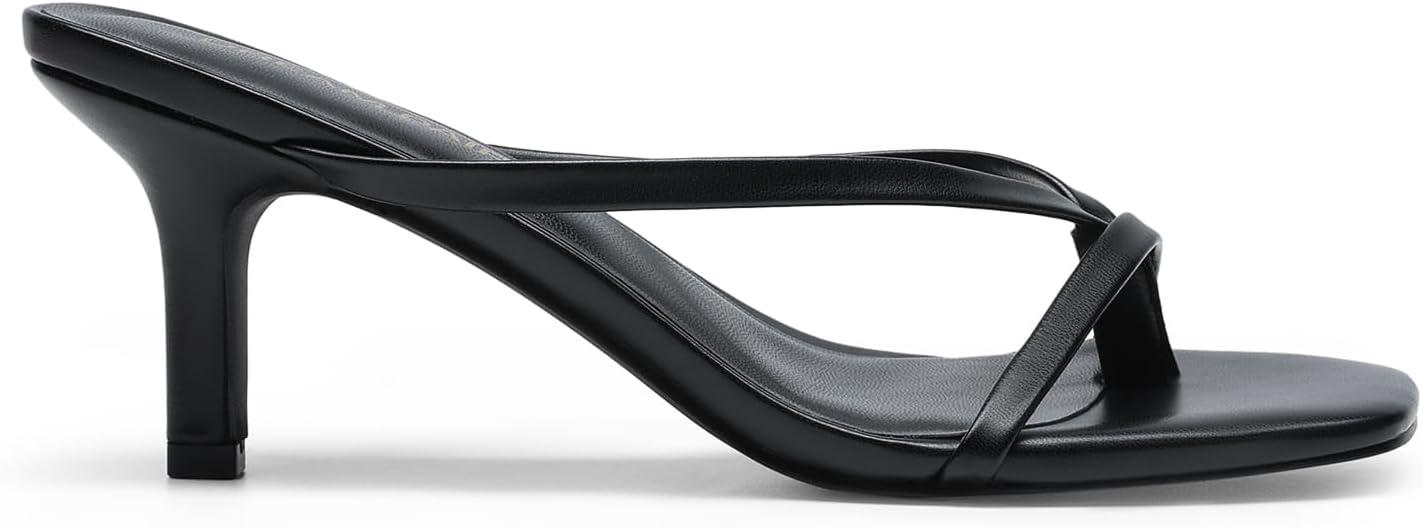 imageDREAM PAIRS Heels for Women Flip Flops Kitten Low Heels Open Square Toe Thong Heeled Sandals Fashion Comfort Shoes for Party Casual SlidesBlack